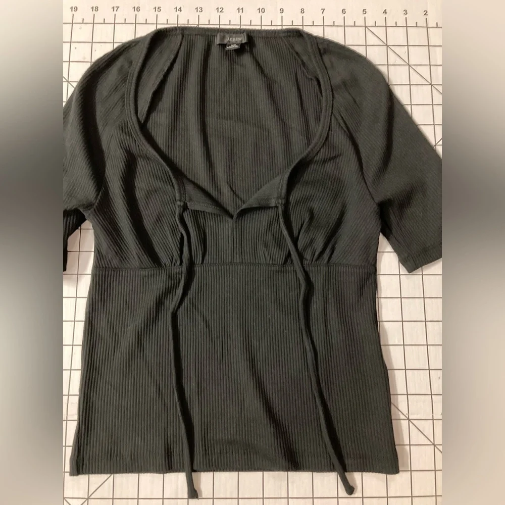 J. Crew Women’s‎ XS Black Ribbed 3/4 Length Sleeve Blouse